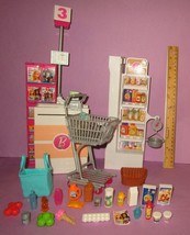 Barbie Doll Super Market Grocery Check Out Shopping Cart Food Playset Pl... - £23.59 GBP