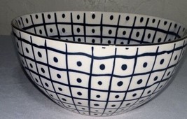 THE OLD POTTERY COMPANY 1 Cereal Bowl Hand Painted Blue Polka Dots - $10.88