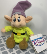 Disney Store Snow White Seven Dwarf Dopey Mini 8&quot; Bean Bag Plush Toy wit... - $15.83