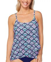 MSRP $35 Island Escape Cape Town Underwire Tankini Top Afterglow Navy Si... - €4,62 EUR