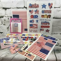 USA American Flag Stickers Lot RedWhite &amp; Blue Stars Stripes Party Picks - £11.67 GBP