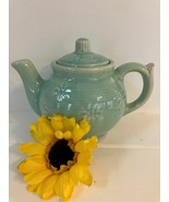 Vtg Shawnee Pottery Teapot Turquoise Aqua Snowflake Starburst SMALL MINI... - $18.95