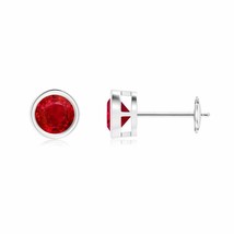 Authenticity Guarantee 
Angara Natural 5mm Ruby Classic Earrings in 14K White... - £2,028.41 GBP