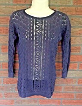 Ann Taylor Loft XSP Sweater 100% Cotton 3/4 Sleeves Navy Blue Layering H... - £4.48 GBP