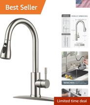 Brushed Nickel Kitchen Faucet with Pull Down Sprayer - High Arc Design - $924.75 MXN