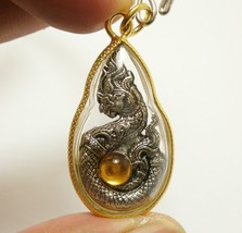 Naga Phaya Nak big magic snake pendant Magic crystal necklace locket amulet bles - £31.92 GBP