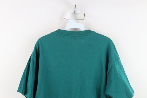 Vtg 90s Hanes Mens Medium Faded Blank Short Sleeve V-Neck T-Shirt Green Cotton Item image 10