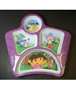 Dora the Explorer melamine 4 part divided plate purple rim - $123.73 MXN