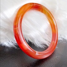 NEW Orange Red White Agate Bangle Inner Diameter 55 mm - Round Shape MN12 - £29.94 GBP