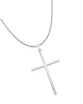 925 Sterling Silver Solid Plain Cross Pendant Silver - £86.48 GBP