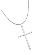 925 Sterling Silver Solid Plain Cross Pendant Silver - £86.52 GBP