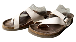 Mephisto Helen Ivory Gold Leather Toe Loop Slip On Sandals - Women&#39;s 40/9.5 - £37.31 GBP