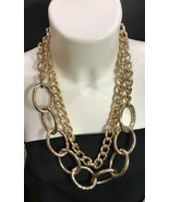 Large Gold Tone Double Chain Necklace 25” - €8,38 EUR