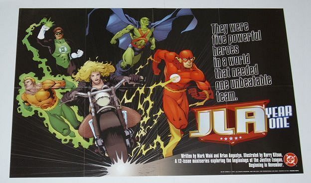 1997 DC Comics JLA promo poster: Flash/Black Canary/Green Lantern/Aquaman/1990's - £16.87 GBP