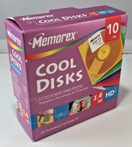 Memorex Set of PC Formatted 3.5" Disks - New, Sealed Box of 10 Cool Diskettes - $16.82