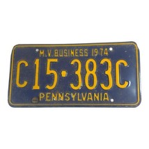 Vintage 1974 Pennsylvania License Plate Tag  MV Business C15-383C Man Ca... - $28.04