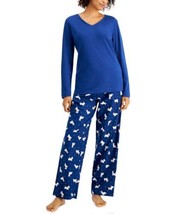 allbrand365 designer Womens Solid Top And Plaid Pajama Pants Set,Blue,X-Small - £23.21 GBP