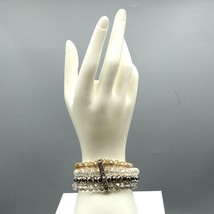 Stretch AB Crystals Statement Bracelet, Beaded Shimmer Four Strand Linked Vintag - £29.72 GBP