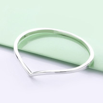 925 Sterling Silver Smooth Wish Love Heart Bangle Bracelet  - $26.99
