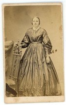 Antique ID&#39;d CDV  c1860s Civil War Tax Stamp Lovely Woman in Dress West Chester - £14.48 GBP
