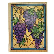 Rubber Stampede Stained Glass Small Grapes Rubber Stamp A1242F Vine Window New - $10.67
