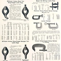 1922 N.T. Bushnell Lathe Dogs C Clamps Tool Advertisement Catalog Hardwa... - $467.16 MXN