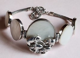 Bali Legacy Sterling Tulang Naga Mother of Pearl Elephant Bracelet 7-8 In Toggle - £80.28 GBP
