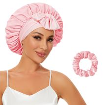 Silk Bonnet for Sleeping, Satin Hair Bonnets Large Sleep Cap for Women, Hair Wra - £14.33 GBP