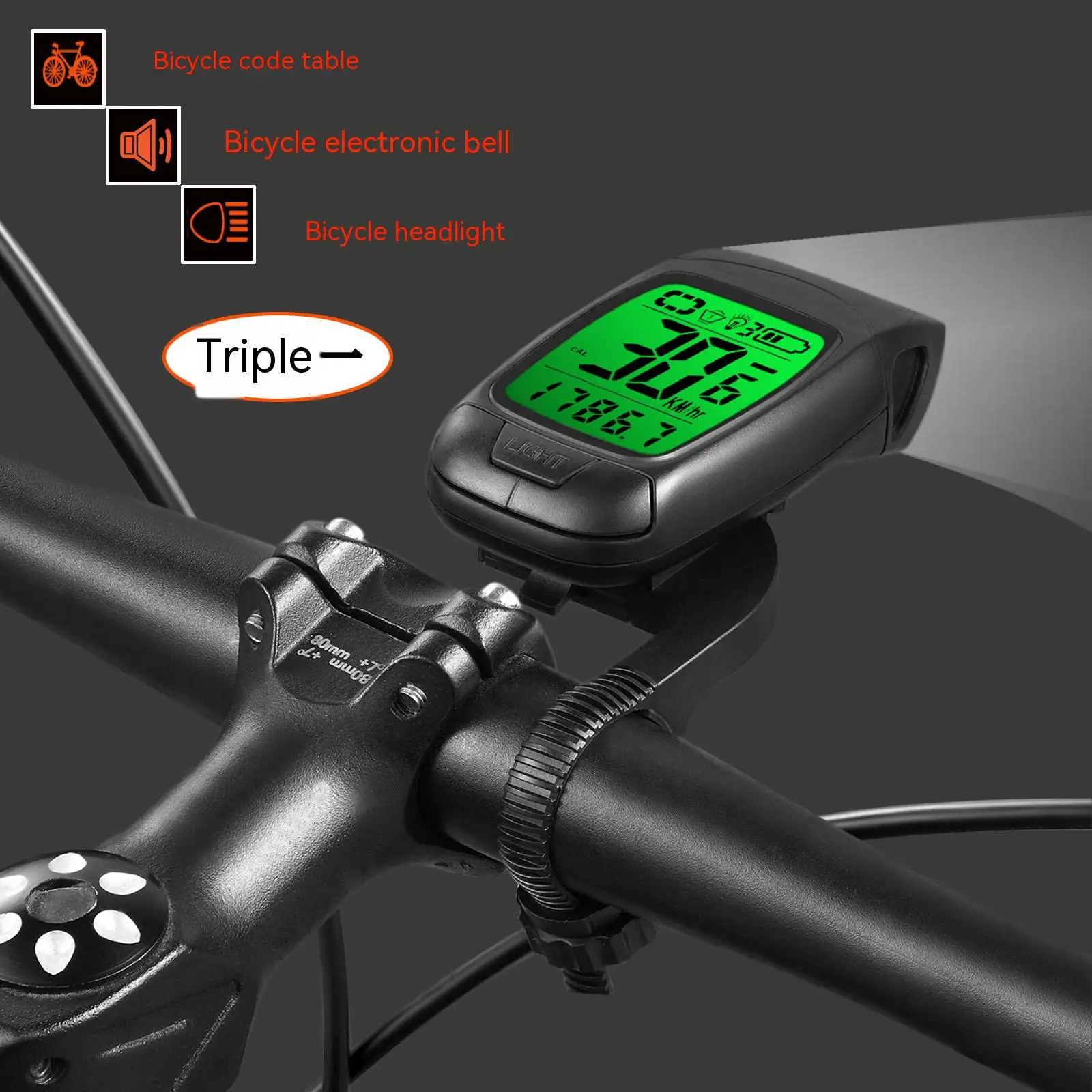 3IN1 Bicycle Light Wireless Computer Speaker Combination USB bike speedometer - £23.88 GBP+