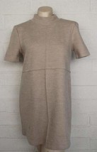 New Zara Size Small Oatmeal Color Fine Knit Raised Seam Pullover Dress - £19.31 GBP