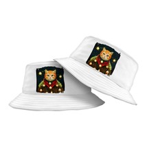 Cat Christmas Bucket Hat - Funny Hat - Ginger Cat Bucket Hat - White, S/M - £27.36 GBP