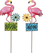 Flamingo Garden Stakes Decorative Metal Welcome Spring Bird Yard Decor O... - £12.49 GBP