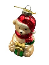 Thomas Pacconi Blown Glass Christmas Ornament Museum 3.5&quot; Teddy Bear Santa Hat - £10.33 GBP