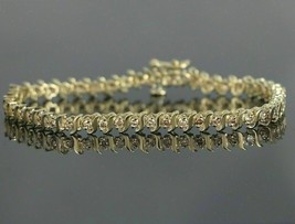 7CT Round Cut Lab Created Diamond Women&#39;s Tennis Bracelet 14k Yellow Gold Plated - £154.00 GBP