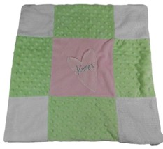 An item in the Baby category: Messages from the Heart Pink Green Baby Security Blanket Lovey Kisses Heart