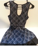 Three Pink Hearts Girls Plaid Jumper Dress Size S Navy Black Belt Keyhol... - £11.55 GBP