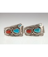 Unique Zuni Turquoise &amp; Corail Rouge Montre Bande Sterling Liens Par Eff... - €913,81 EUR