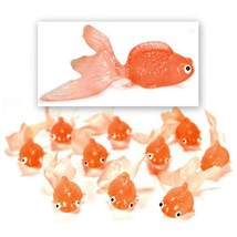 LOT OF 10 PLASTIC GOLDFISH Small Soft Rubber Floating Gold Fish Toy Oran... - £6.34 GBP
