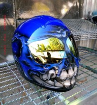Blue Custom Airbrushed  Motorcycle Helmet - $427.57 CAD