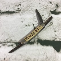 Colonial Prov. RI 492 Vintage 3 Blade Folding Pocket Knife White Brown Handle - $19.79