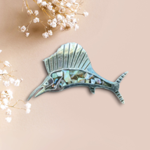 Metal Sword Fish Pin Abalone Shell - $19.85