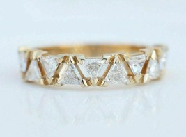 2Ct Trillion CZ Half Eternity Engagement Wedding Band Yellow Gold-Plated Silver - £63.86 GBP