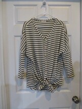 12PM by Mon Ami Beige Black Strip Knit Top Small - $18.16
