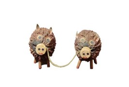 Walnut Pig shaped faux salt and pepper shaker set cork snoot less than 2... - £10.03 GBP