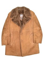 Vintage Mighty Mac Suede Leather Jacket Mens 40 Rancher Faux Fur Lined Barn - £115.04 GBP