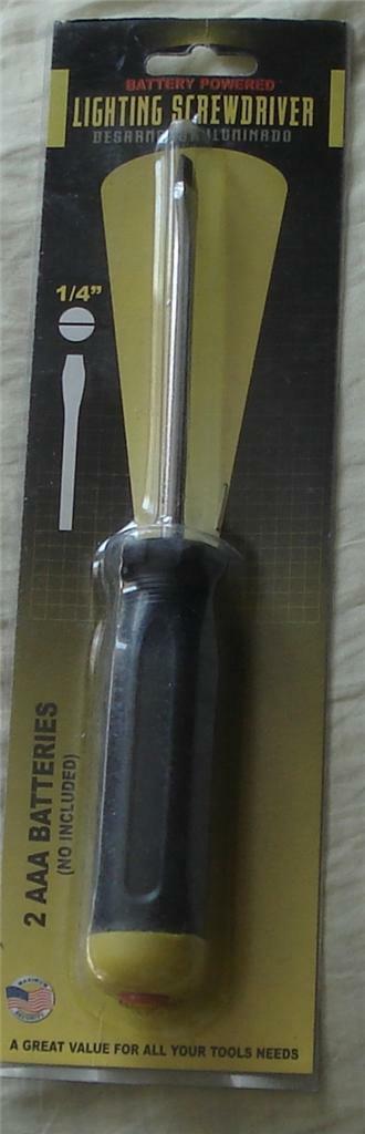 Nice NEW IN PACKAGE Battery Powered Lighting Screwdriver 1/4&quot; Flathead, ... - $4.94