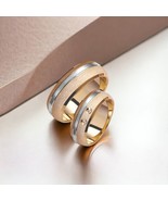 Two-tone Wedding Band-7mm Wedding Bands Set-Diamond Matching Rings - $979.00