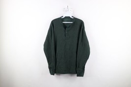 Vtg LL Bean Mens Medium Wool Blend River Driver Long Sleeve Henley T-Shirt Green - £38.68 GBP