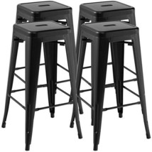 30 Inch Bar Stools Set of 4 with Square Seat and Handling Hole-Black - Color: Bl - $4,131.90 MXN