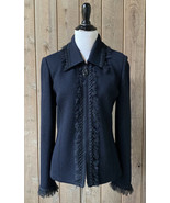 ST JOHN Collection By Marie Gray 6 Blazer Jacket Knit Navy Blue Black Ru... - £118.10 GBP